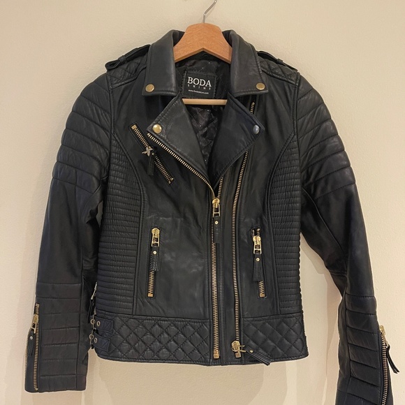 BODA SKINS Kay Michaels 100% Leather Jacket Size 6 - Picture 2 of 16